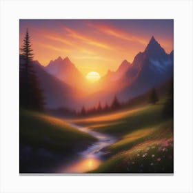 Sunset In The Mountains 4 Canvas Print