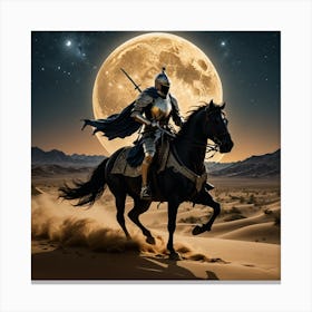 Knight On Horseback In The Desert Canvas Print