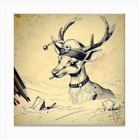 Deer With Pirate Hat 1 Canvas Print