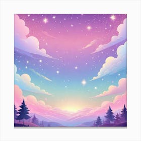 Sky With Twinkling Stars In Pastel Colors Square Composition 206 Canvas Print