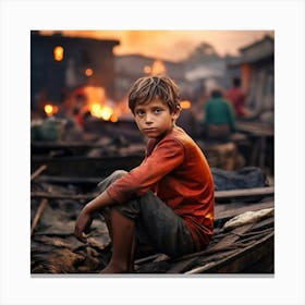 Boy In A Boat Canvas Print