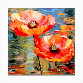 Poppies In Water Canvas Print