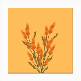 Orange Flowers On A Yellow Background Canvas Print