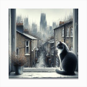 Cat In The City 1 Canvas Print