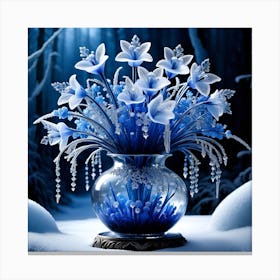 Blue Flowers In A Vase Canvas Print