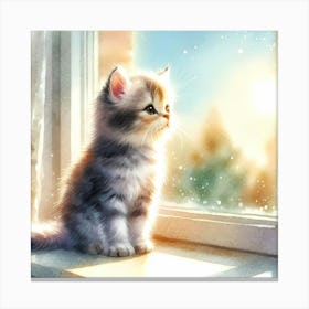 Little Kitten By The Window Canvas Print