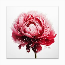 Peony With Water Droplets Canvas Print