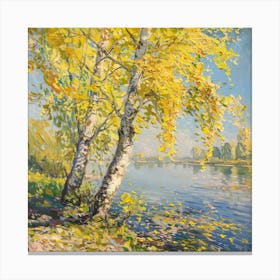 Birch Trees By The River 3 Canvas Print