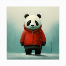 Panda Bear In The Snow Canvas Print