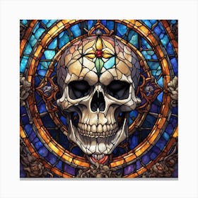 Stained Glass Skull Canvas Print