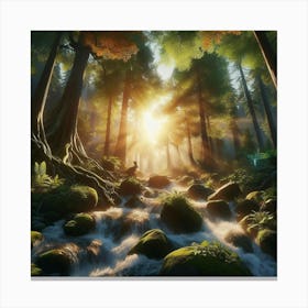 Waterfall In The Forest 15 Canvas Print