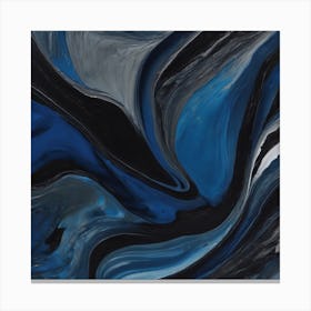 Abstract Blue And Black Painting Canvas Print