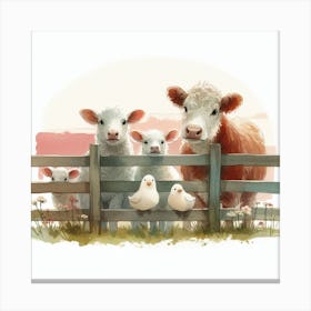 Cows And Chickens Canvas Print