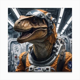 T Rex As Astronaut Canvas Print