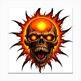 Skull With Flames Canvas Print