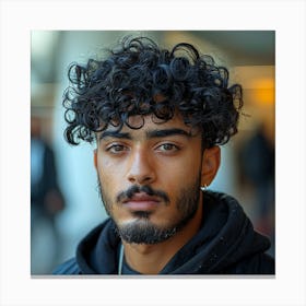 Curly Haired Man Canvas Print