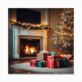 Christmas Tree With Presents 28 Canvas Print