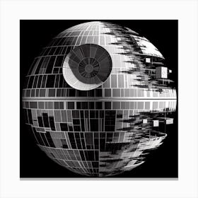 The Death Star: A Symphony of Light and Shadow in Black and White 1 Canvas Print