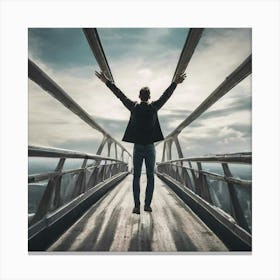 Man On A Bridge Canvas Print