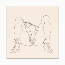 Woman Masturbating; Reclining Nude with Boots (1918), Egon Schiele Canvas Print