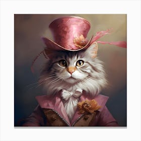 Aristocratic Cat In Pink Canvas Print