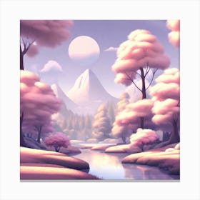 Pink Trees In The Forest Canvas Print