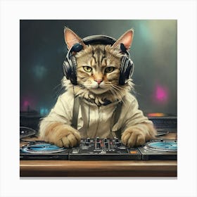 Dj Cat 2 Canvas Print