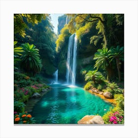 Majestic Waterfall In A Hidden Valley Canvas Print