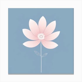 A White And Pink Flower In Minimalist Style Square Composition 10 Canvas Print