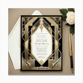 Deco Wedding Invitation Canvas Print