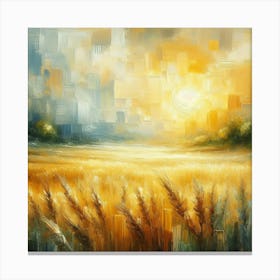 Sunset In The Wheat Field Canvas Print