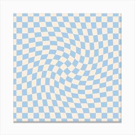 Checkerboard Baby Blue Twist Square Canvas Print