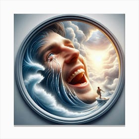 Man Laughing In A Window Canvas Print