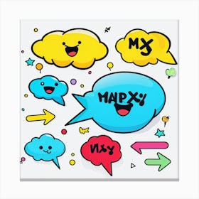 Cartoon Speech Bubbles And Arrows Set Hand Drawn Style Exaggerated Shapes Bold Outlines Vibrant (6) Canvas Print