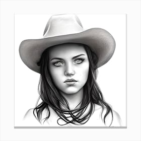 Girl In A Cowboy Hat Canvas Print