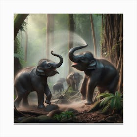 Two Baby Elephants in Jungle 1 Canvas Print