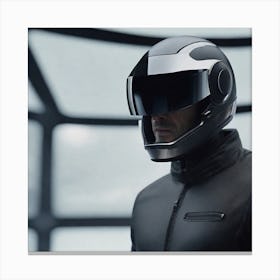 Create A Cinematic Apple Commercial Showcasing The Futuristic And Technologically Advanced World Of The Man In The Hightech Helmet, Highlighting The Cuttingedge Innovations And Sleek Design Of The Helmet And (13) Canvas Print