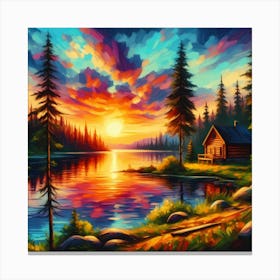 Sunset By The Lake 11 Canvas Print