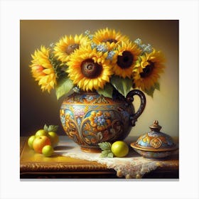 Sunflowers In A Vase Canvas Print