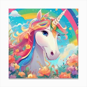 Unicorn In The Rainbow 1 Canvas Print