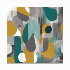 Abstract Shapes Mustard Teal Gray Art Print 1 Canvas Print