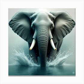 Elephant Splashing Water Canvas Print