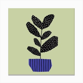 Modern Plant With Dots Square Canvas Print