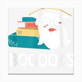 Funny Cute Ghost Book Reading Teacher School Halloween 2022 Canvas Print