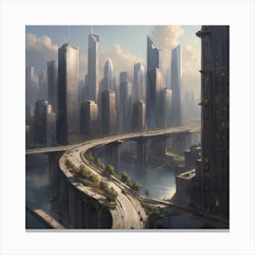 Futuristic Cityscape Canvas Print