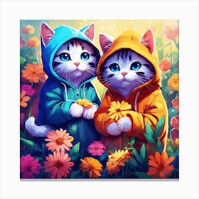 Two Cats In Hoodies Canvas Print