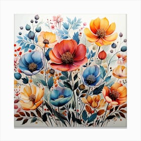 Watercolor Flowers 1 Canvas Print