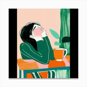 Girl With A Cup Of Coffee Canvas Print