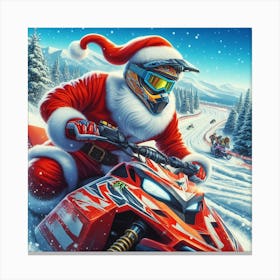 Santa's Test Drive (Santa Clause, Snowmobile, humor) Canvas Print