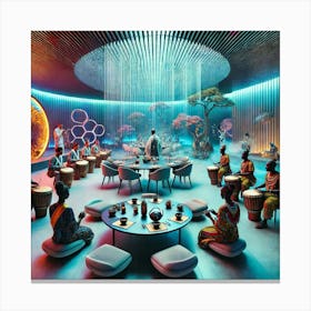 A Vibrant Scene Showcasing A Cultural Fusion Event Canvas Print